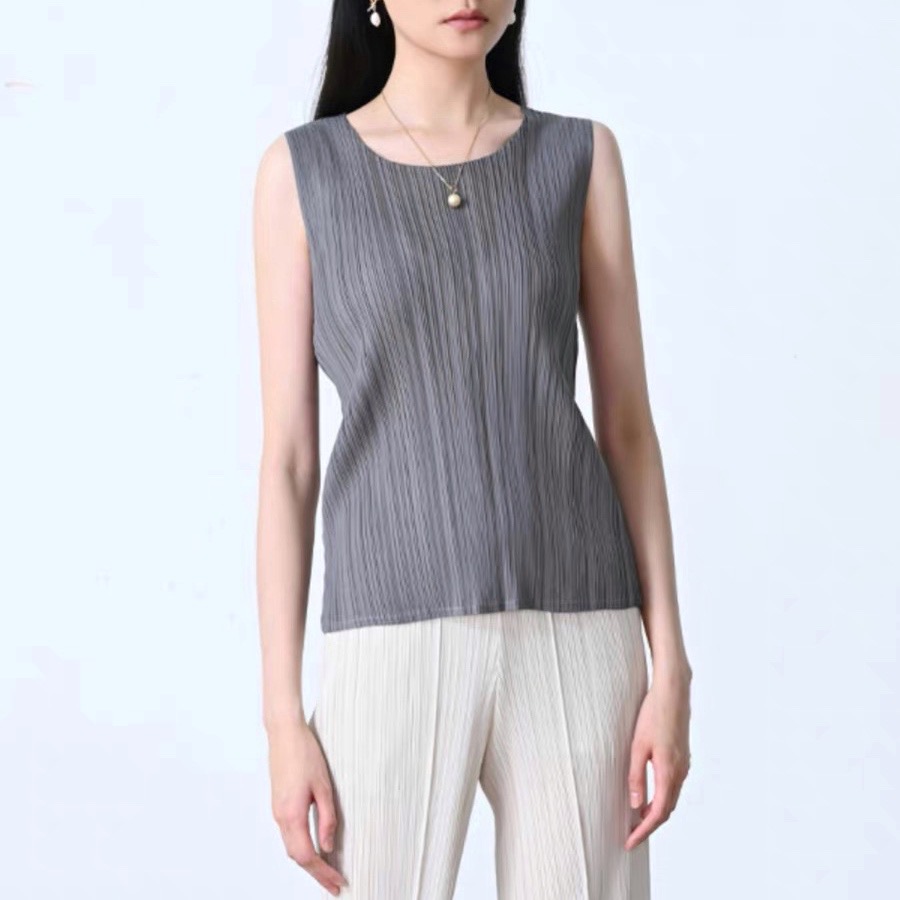 2MUAY BASIC รุ่น GJO7981 เสื้ออัดพลีทงานคุณภาพ BASIC ROUND NECK PLEATED TOP 20สี FREE SIZE