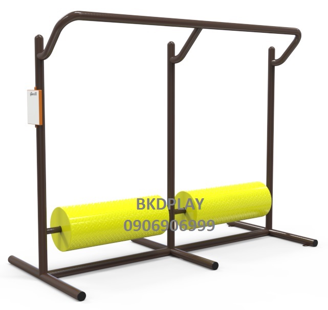 เครื่องออกกำลังกายกลางแจ้งผู้ใหญ่,บริหารขา-สะโพก (แบบถังกลิ้งคู่),ลานกีฬาอเนกประสงค์ ,สวนสาธารณะ ,เทศบาล ,หมู่บ้าน ,ผลิตในไทย ,สั่งทำตามสีที่ต้องการได้ ขนาด 60 x 200 x120 ซม.