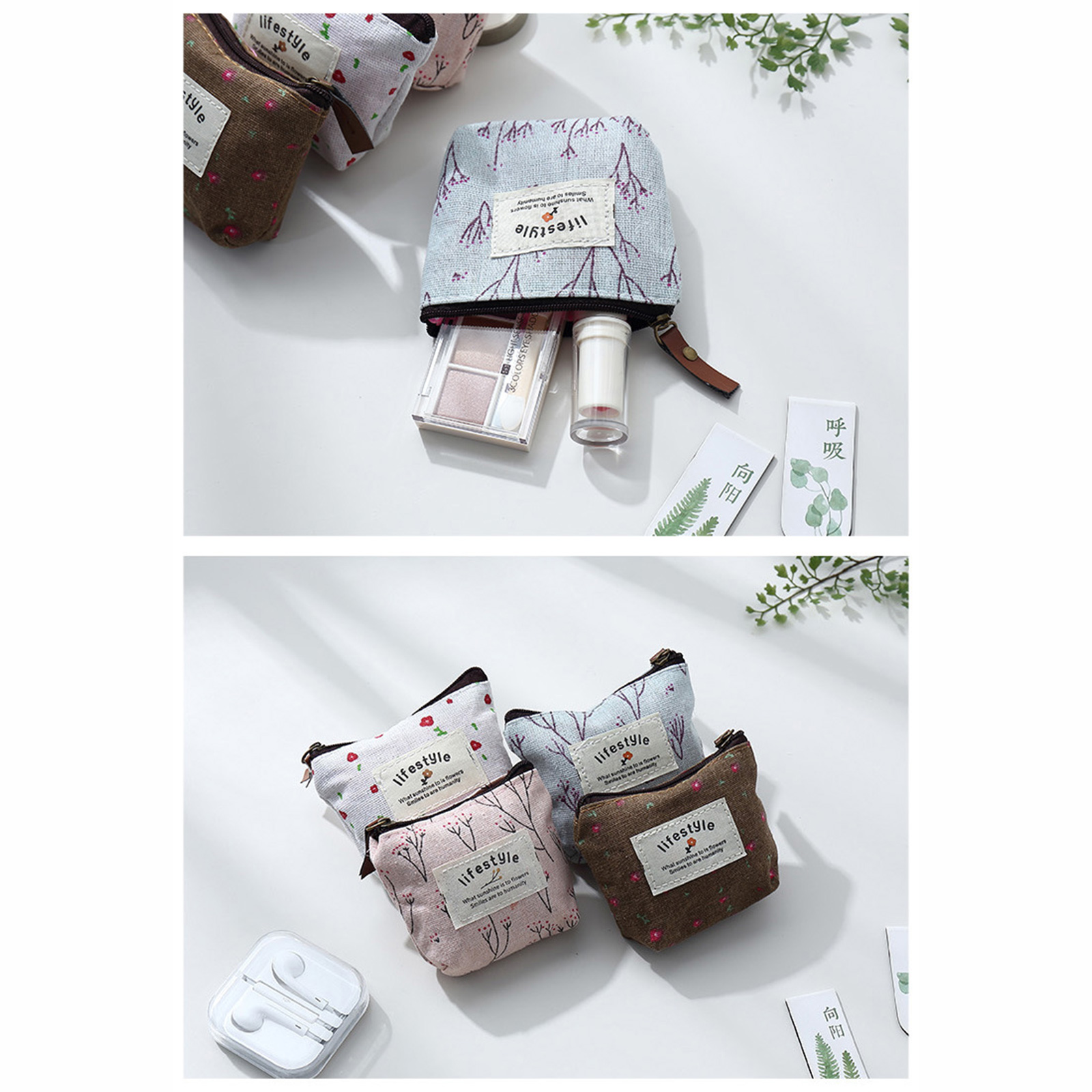 กระเป๋าใส่เหรียญ ซิปผ้า คางหมู ใส่สตางค์ ขนาดมินิ พกพาสะดวก ใส่เครื่องสำอาง มีให้เลือกหลายสี ดีไซน์สวย