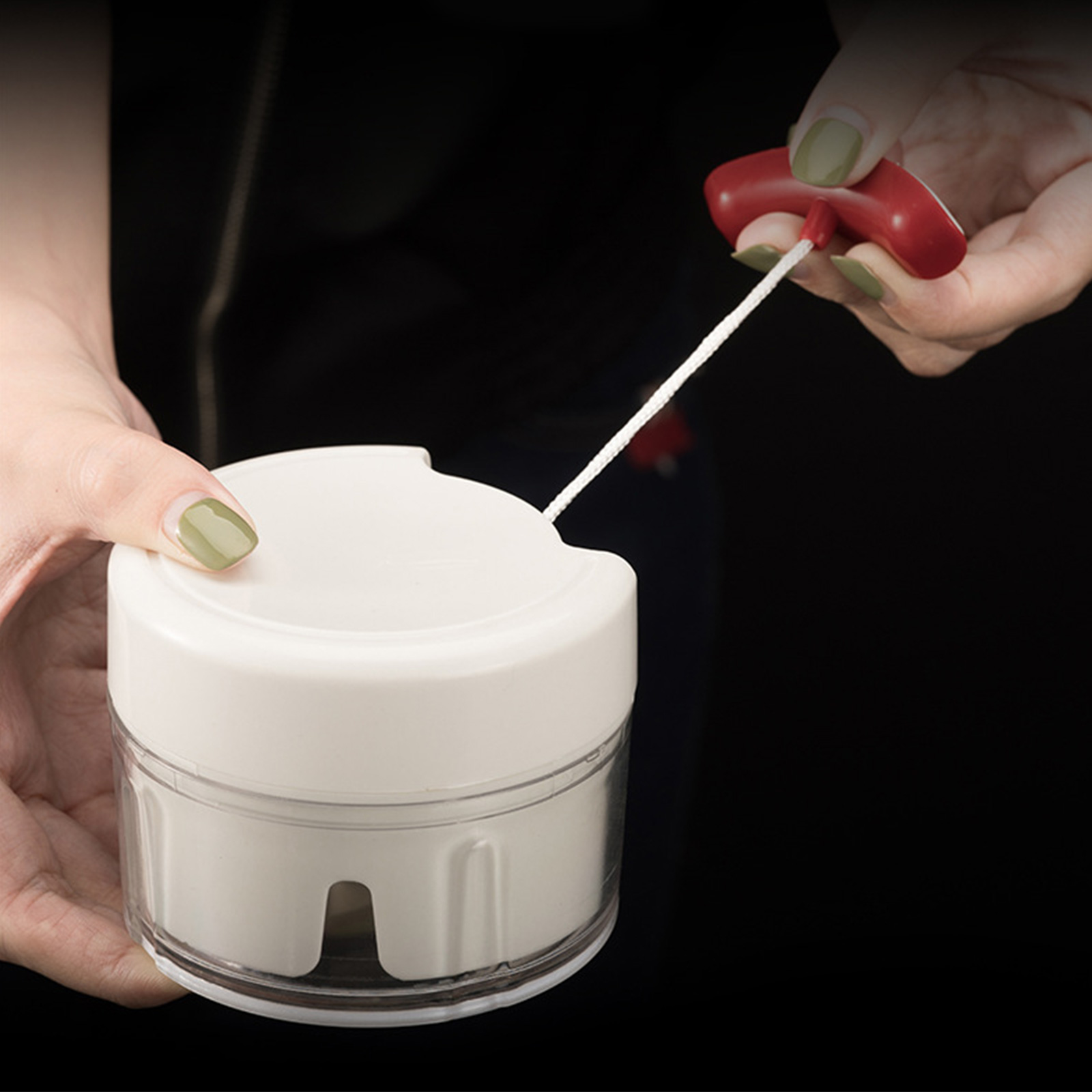 เครื่องบดมือ มินิ แบบดึงเชือก รุ่น YG-722 เกรดสำหรับอาหาร ใบมีดสแตนเลส 2 ใบมีด บด ปั่น พริก กระเทียม ไม่ใช้ไฟฟ้า สำเนา