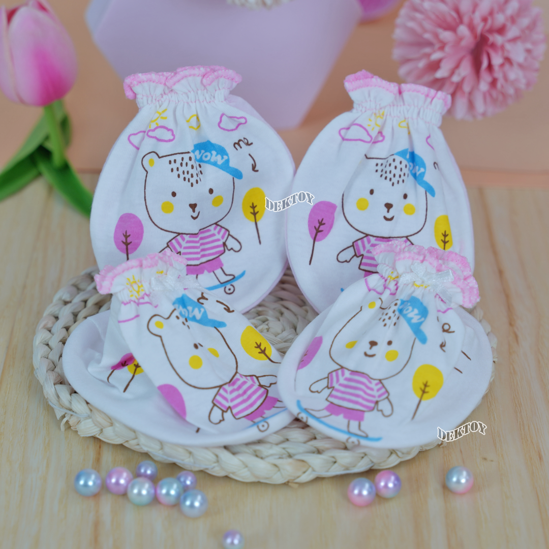 Nana ถุงมือ1คู่ ถุงเท้า1คู่ เด็กแรกเกิดทูโทน