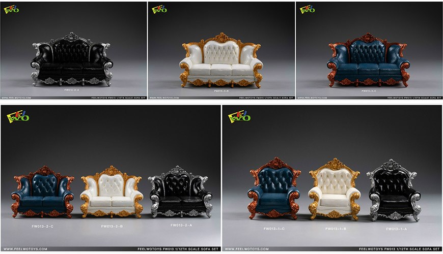 [สั่งจอง]FEELWOTOYS FW013 1/12 Scale Sofa set โซฟาสเกล 1/12 สามสีสามสไตล์