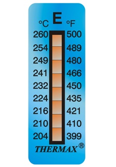 แผ่นวัดอุณหภูมิ Thermax 8 Level Strips Range E (204-260°C)