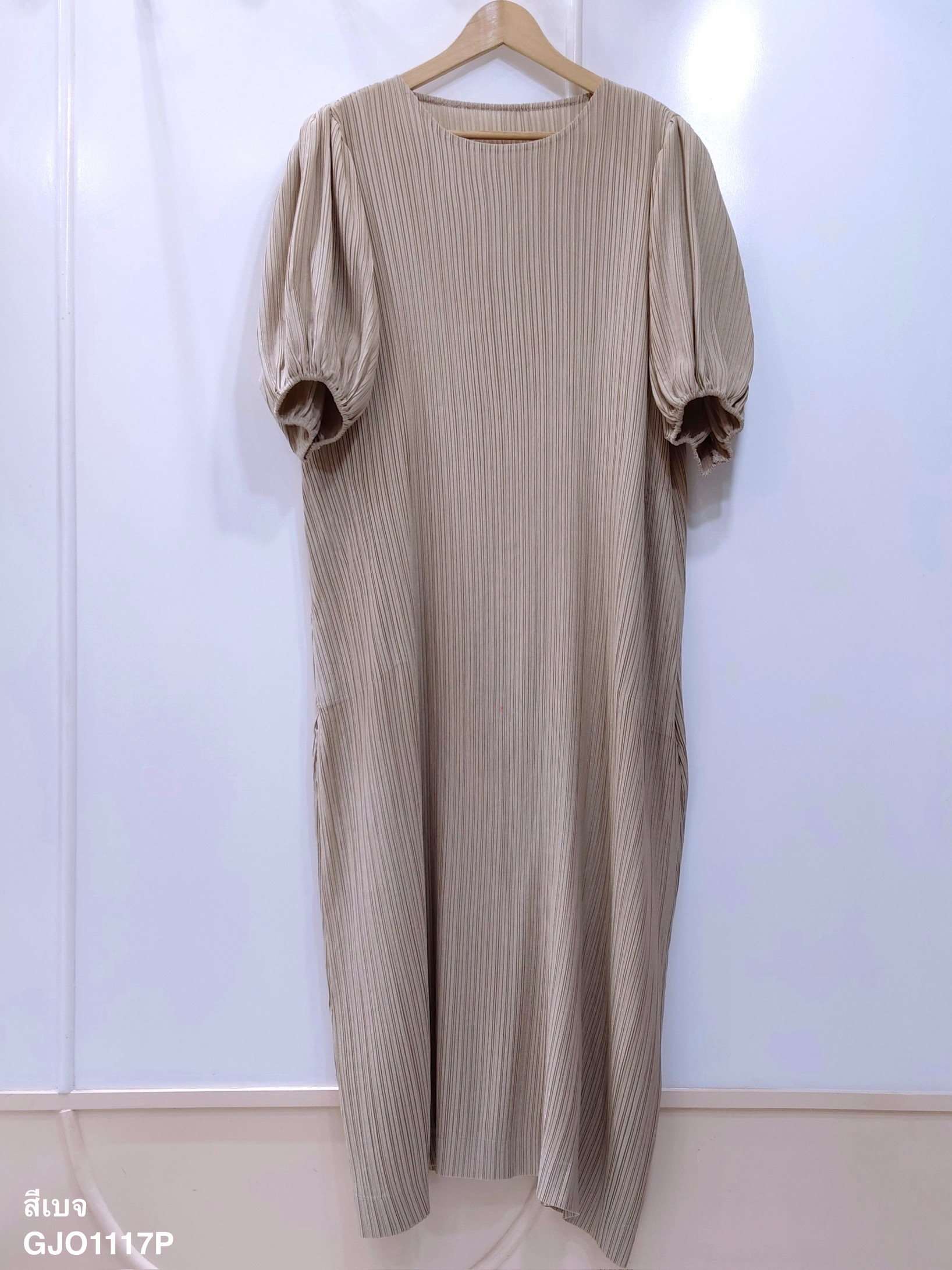 ปรับราคาลง20%!! อกถึง 60 นิ้ว 2MUAY รุ่น GJO1117P เดรสพลีทคุณภาพ BABY DOLL SLEEVE PLEATED DRESS 8 สี FREE SIZE
