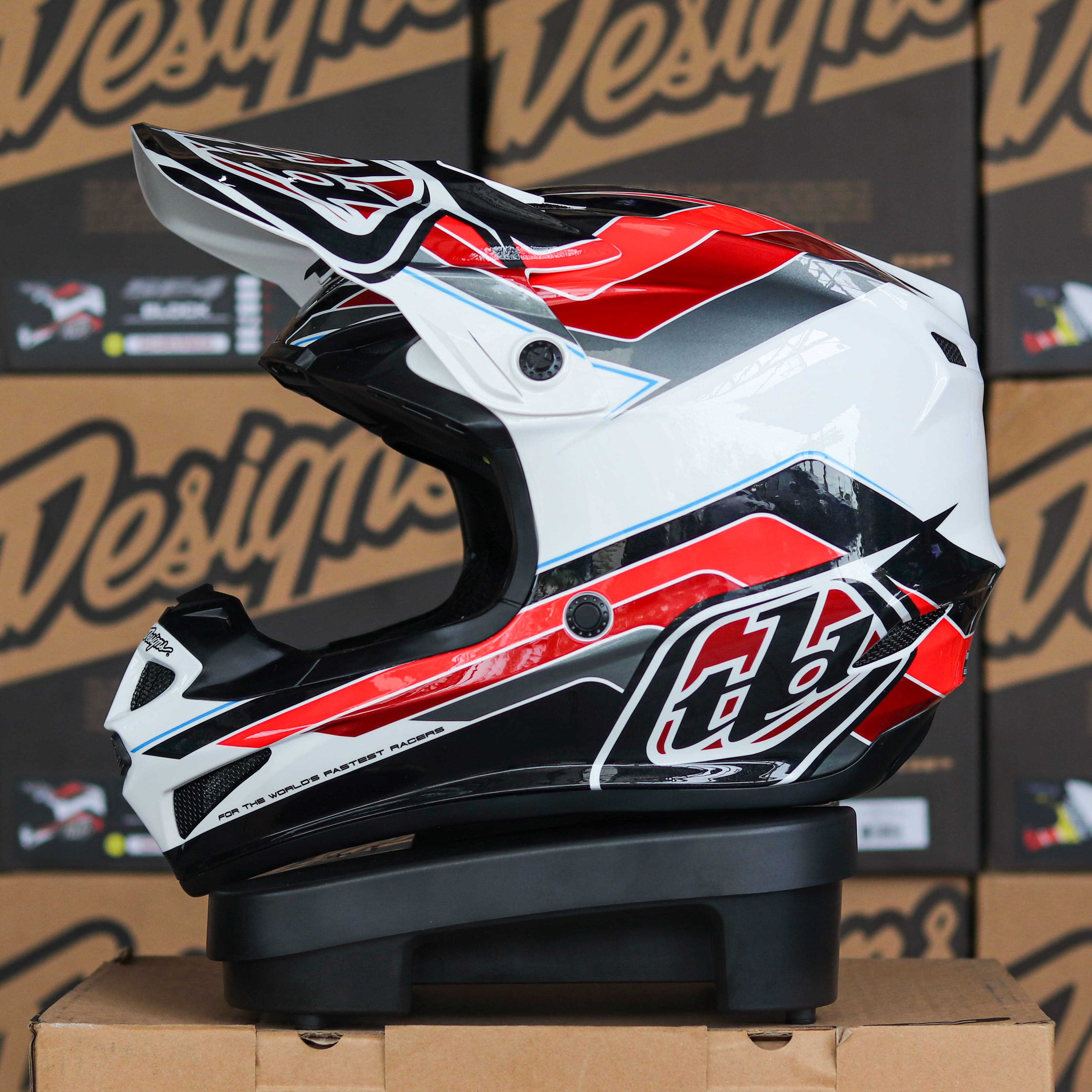 หมวกกันน็อค Troy Lee Designs SE4 Polyacrylite Block Chacoal/Red