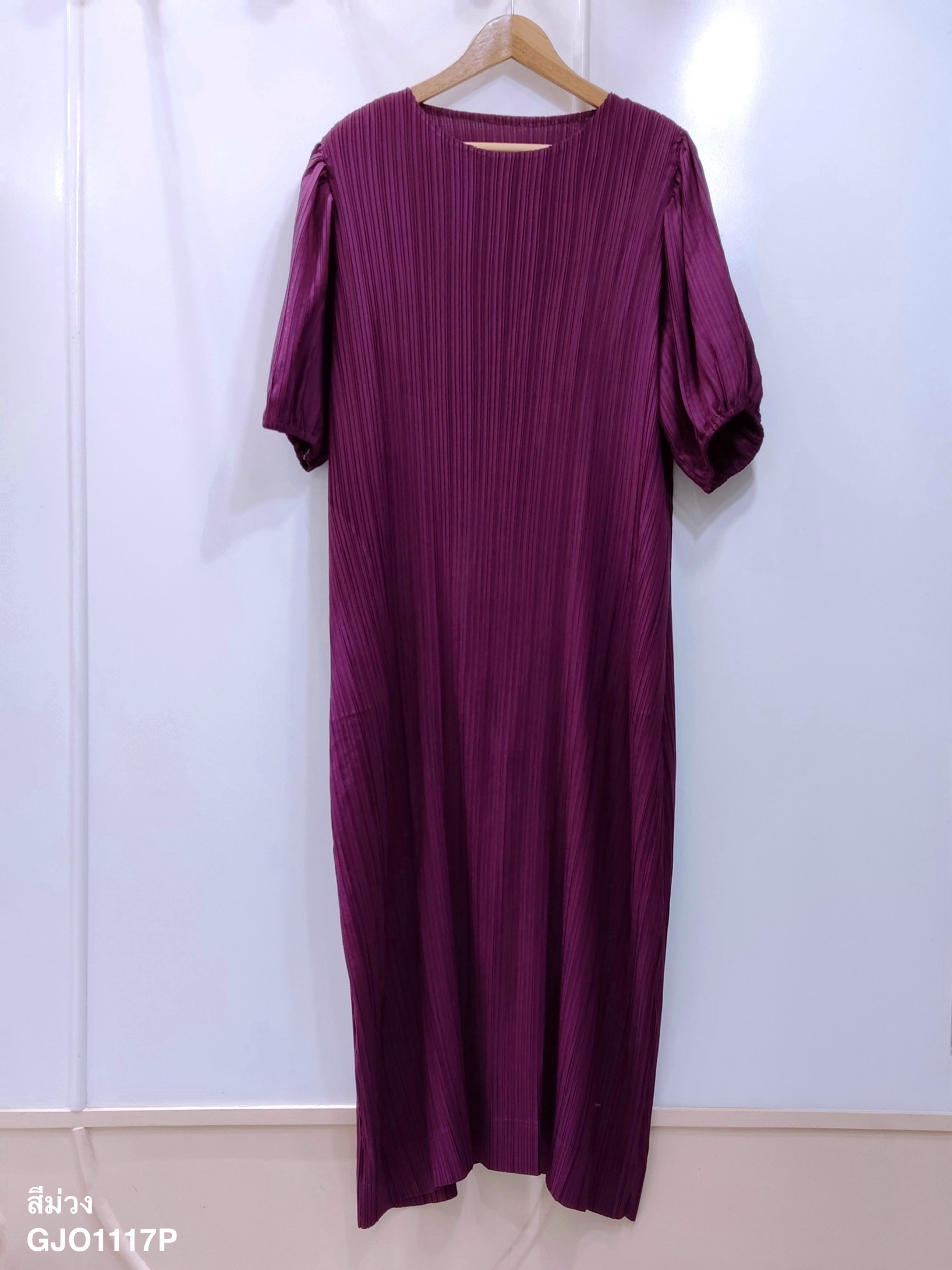 ปรับราคาลง20%!! อกถึง 60 นิ้ว 2MUAY รุ่น GJO1117P เดรสพลีทคุณภาพ BABY DOLL SLEEVE PLEATED DRESS 8 สี FREE SIZE