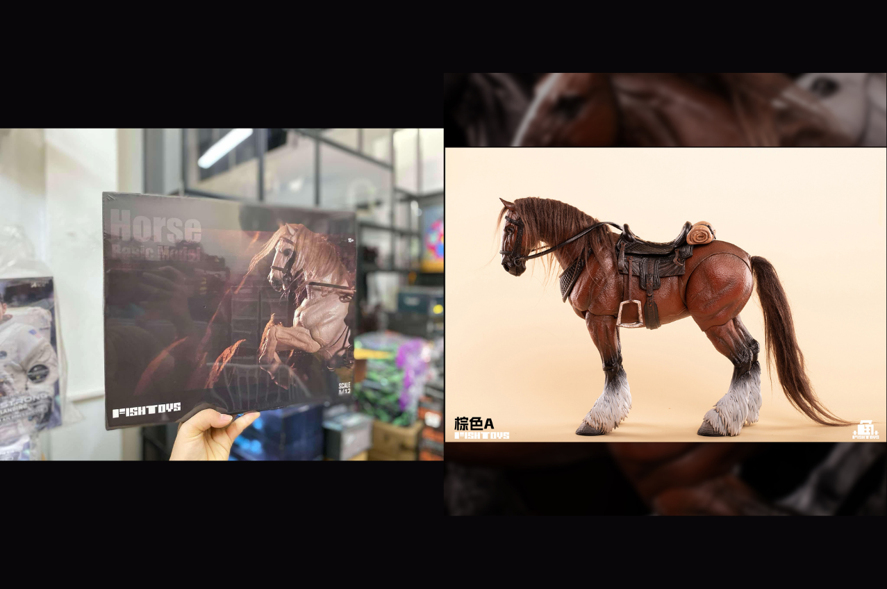 [พร้อมส่ง] Fish toys (D20 Studio) -- wasteland series basic horse ม้า --แบบ A (มีขนพู่ขา) Brown model น้ำตาล HY-010