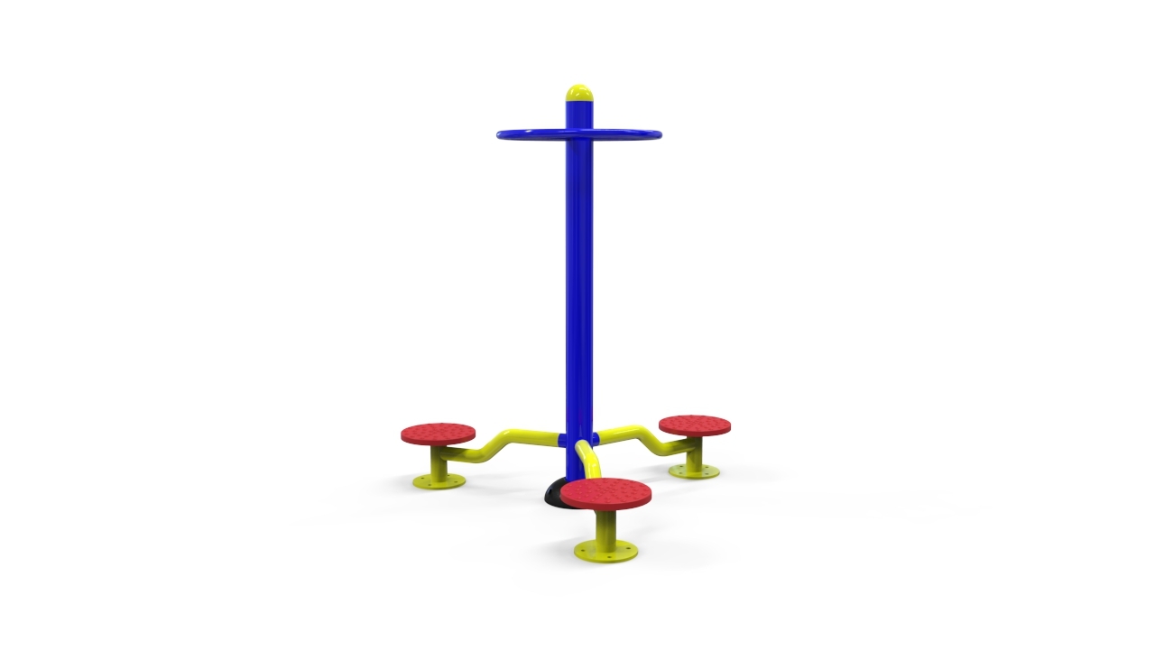 เครื่องบิดเอว 3 สถานี ลานกีฬา อเนกประสงค์ สนามกีฬา เครื่องออกกำลังกายกลางแจ้ง ผลิตในไทย สั่งทำตามสีที่ต้องการได้