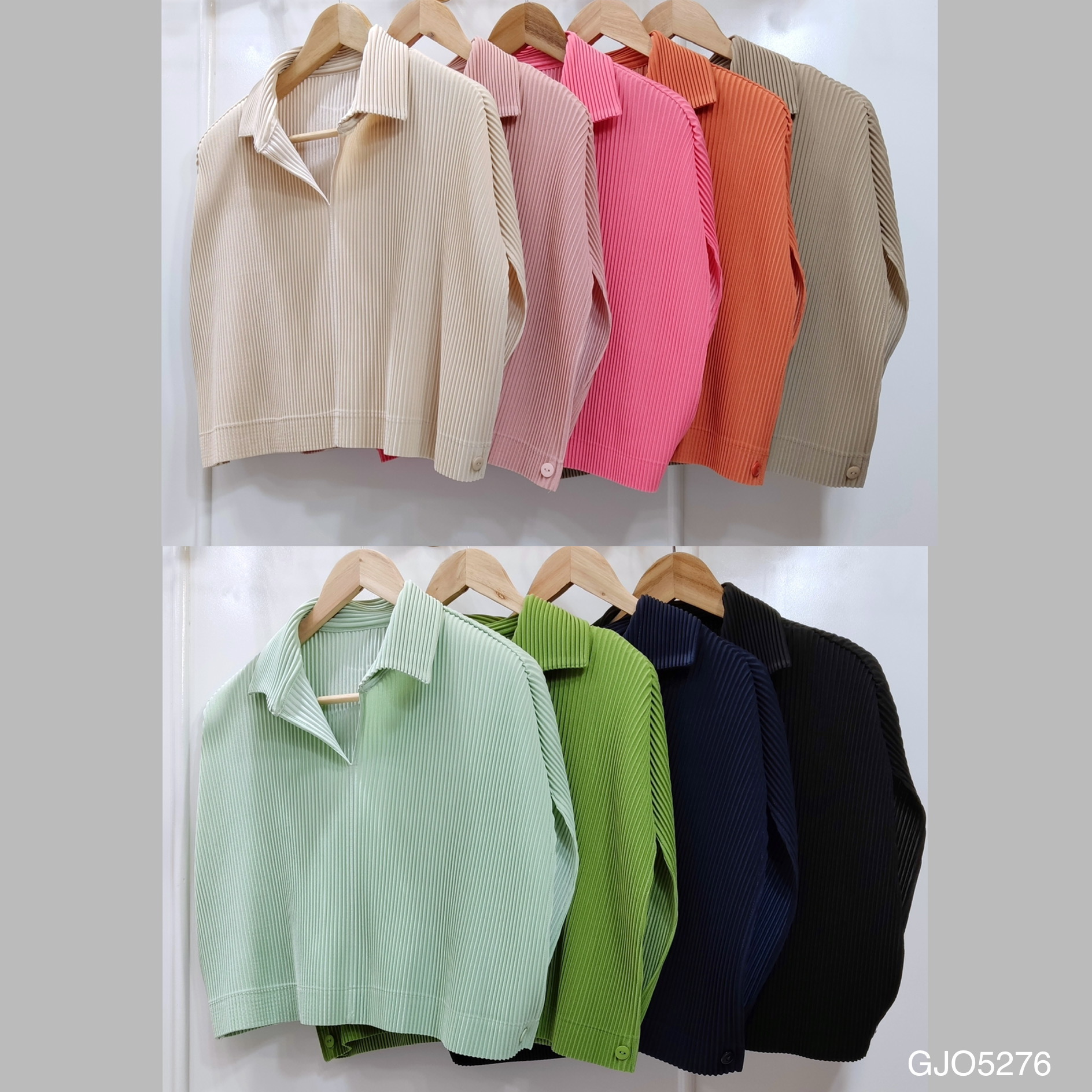 2MUAY รุ่น GJO5276 เสื้อคลุมพลีทคุณภาพ THICK COLLAR CAPE PLEATED CARDIGAN 7 สี FREE SIZE