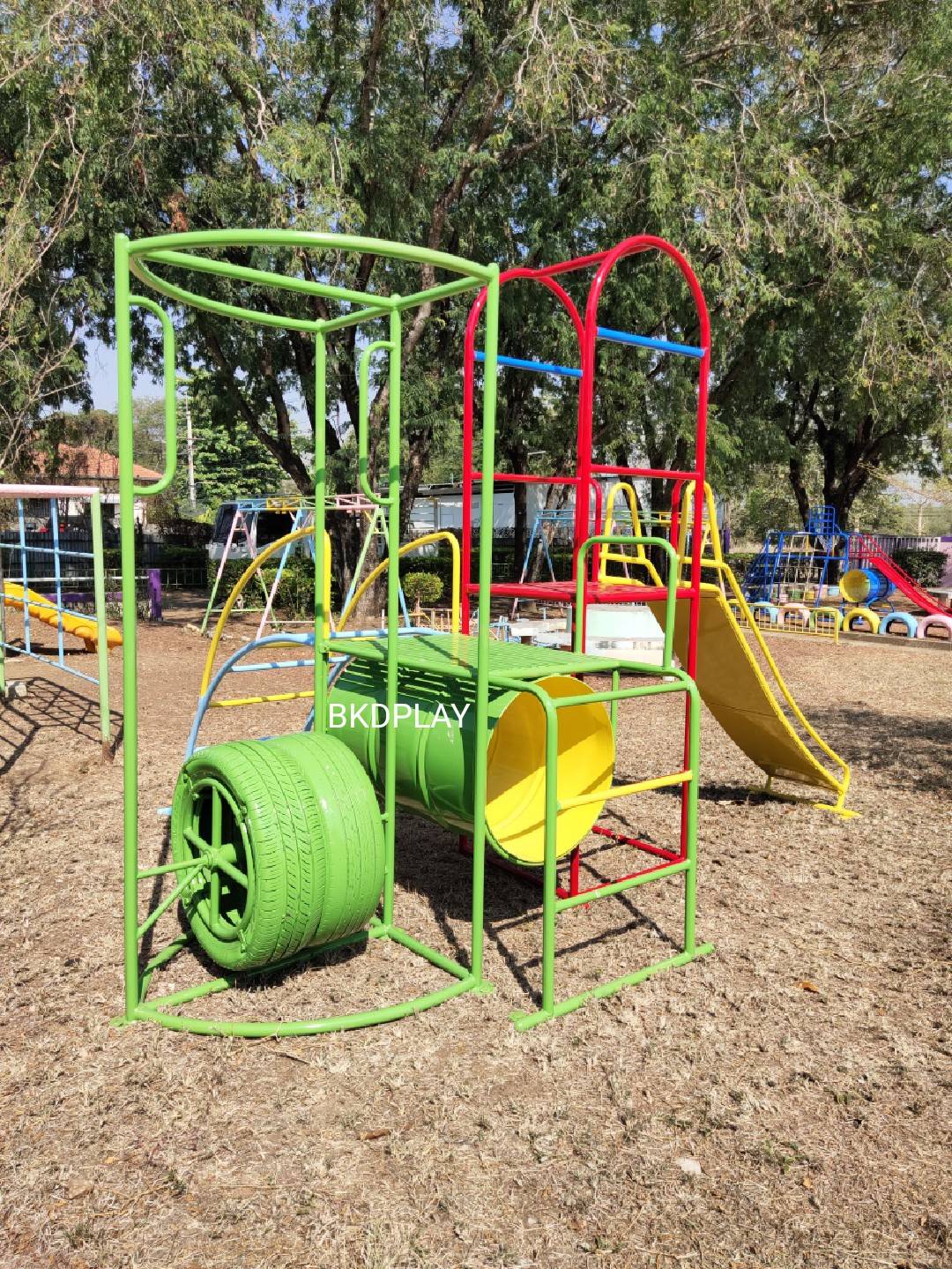 ชุดรวมB เครื่องเล่นสนามกลางแจ้ง ,เครื่องเล่นสนามเหล็ก สไลเดอร์ อุโมงค์ บาร์โหน ปีนป่าย OutdoorPlayground,ผลิตเครื่องเล่นสนาม,เครื่องเล่นในสนามเด็กเล่น,เครื่องเล่นงบสพฐ.,ประชารัฐ, ราคาโรงงาน ขนาดไม่น้อยกว่า 240 x 340 x 220 ซม.