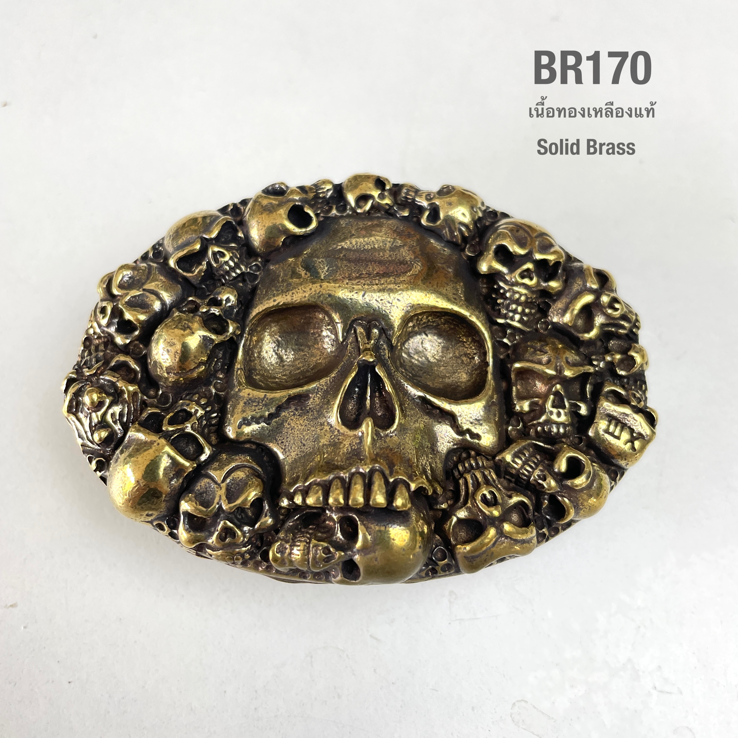 BR170 หัวเข็มขัดทองเหลืองหัวกระโหลกเหมาะกับสายหนัง 42 มิล ** ราคาต่อชิิ้น**