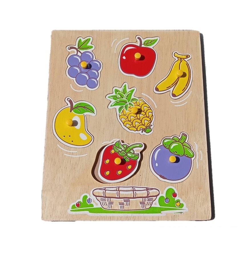 ภาพตัดต่อผลไม้(7ชิ้น), ของเล่นไม้, มี มอก.ของเล่นเสริมพัฒนาการ, ของเล่นเด็กอนุบาล พร้อมส่งในไทย