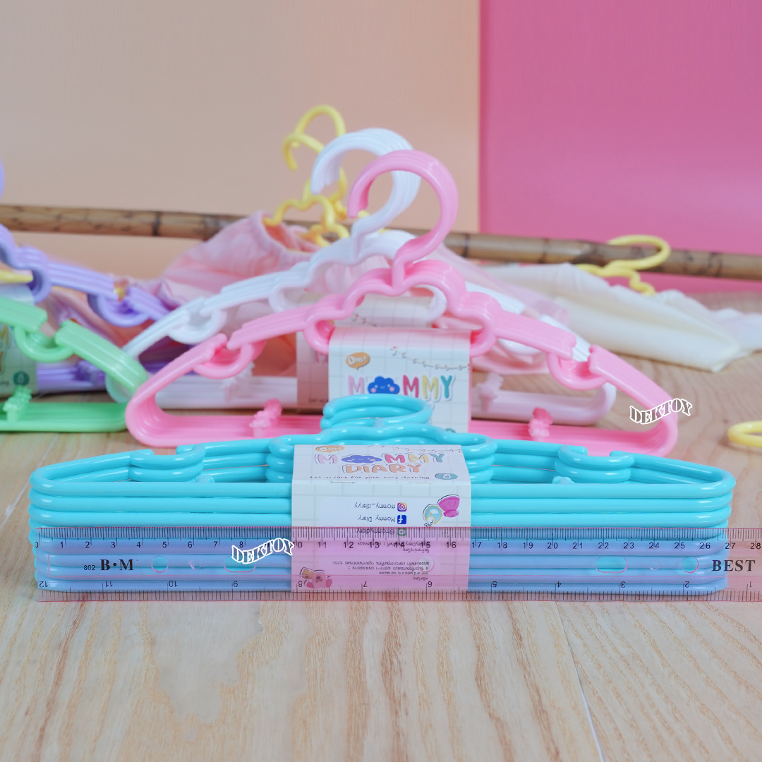 MommyDiary ไม้แขวนเสื้อเด็ก ไม้แขวนผ้าเด็ก 1 แพ็คมี 8 ชิ้น