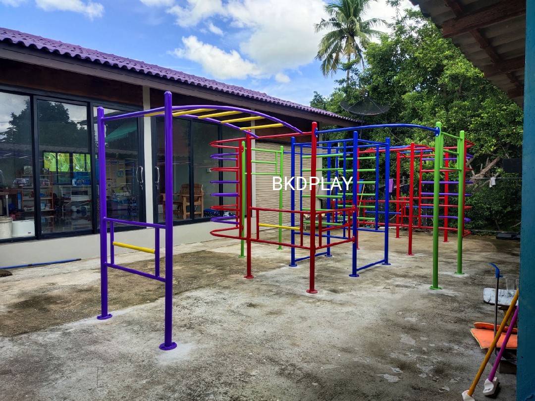 เครื่องเล่นสนามกลางแจ้ง สำหรับเด็กประถม ชุดปีนป่ายรวม บาร์โหนแสนสนุก ปีนป่ายเหล็ก เครื่องเล่นสนามเหล็ก รวม OutdoorPlayground, ราคาโรงงาน