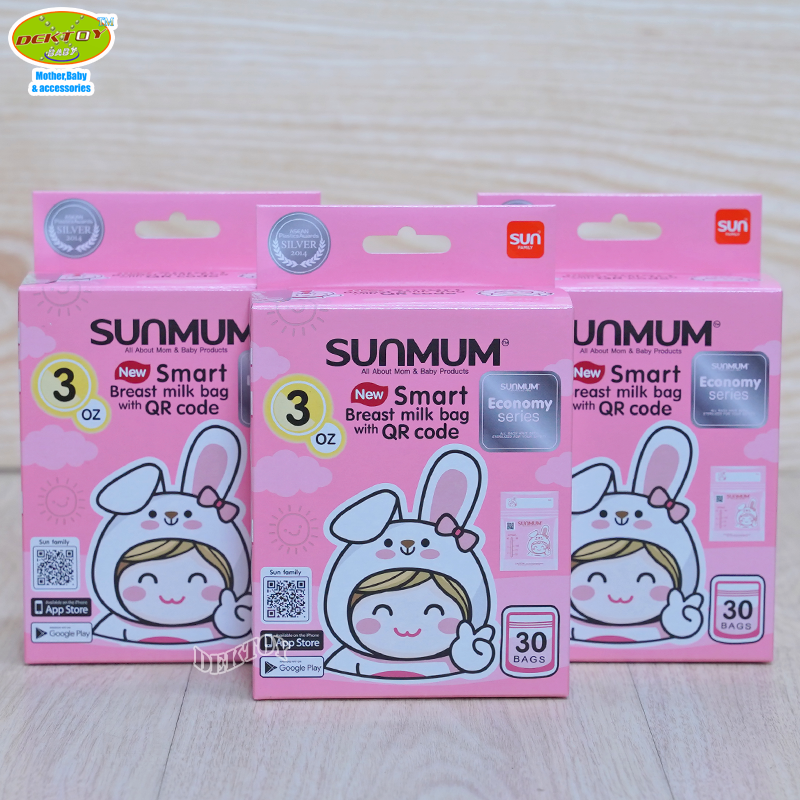 3 กล่อง Sunmum ซันมัม ถุงเก็บน้ำนม 3 ออนซ์ รุ่น Economy 30 ใบ(90ใบ)