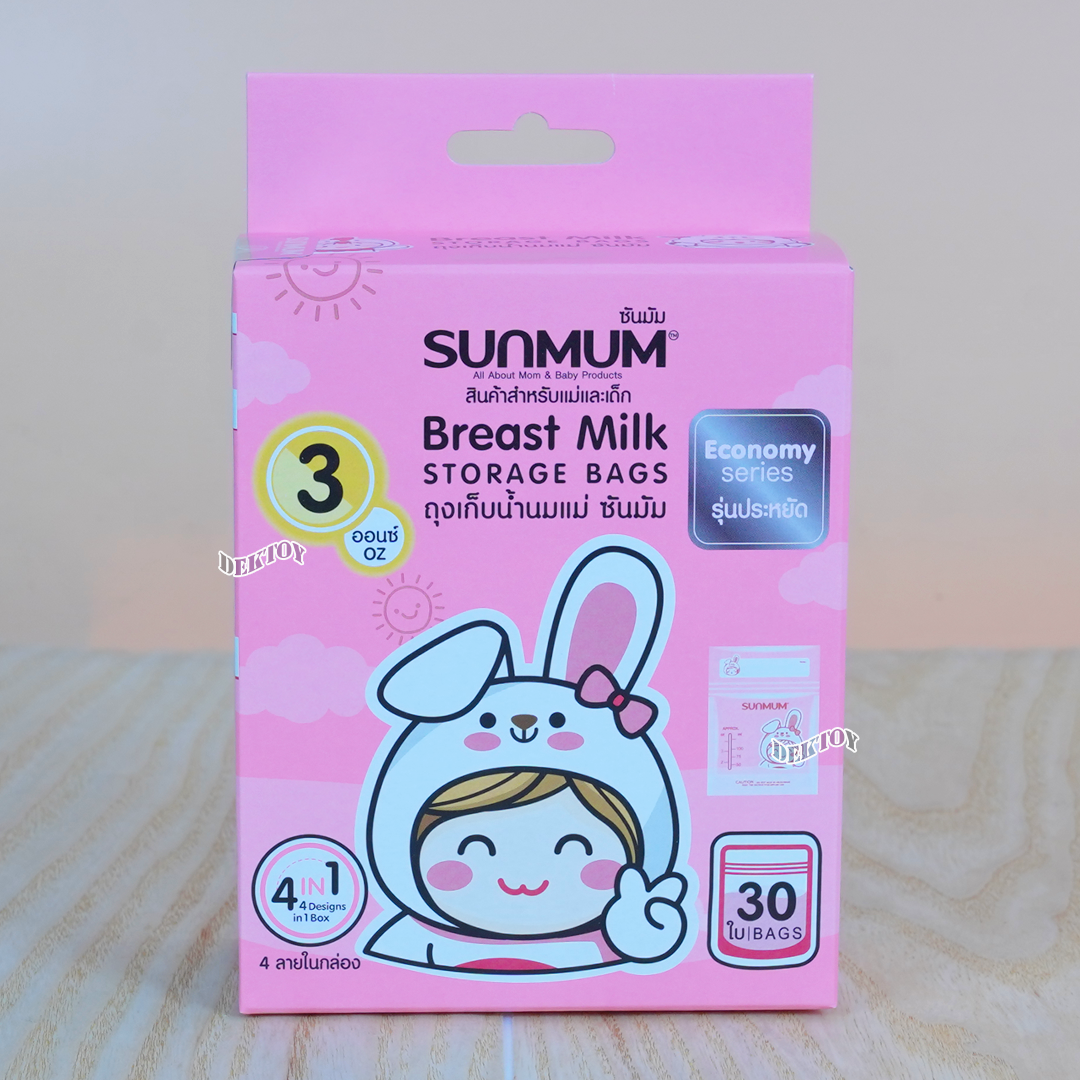 12 กล่อง Sunmum ซันมัม ถุงเก็บน้ำนม 3 ออนซ์ รุ่น Economy 30 ใบ(360ใบ)