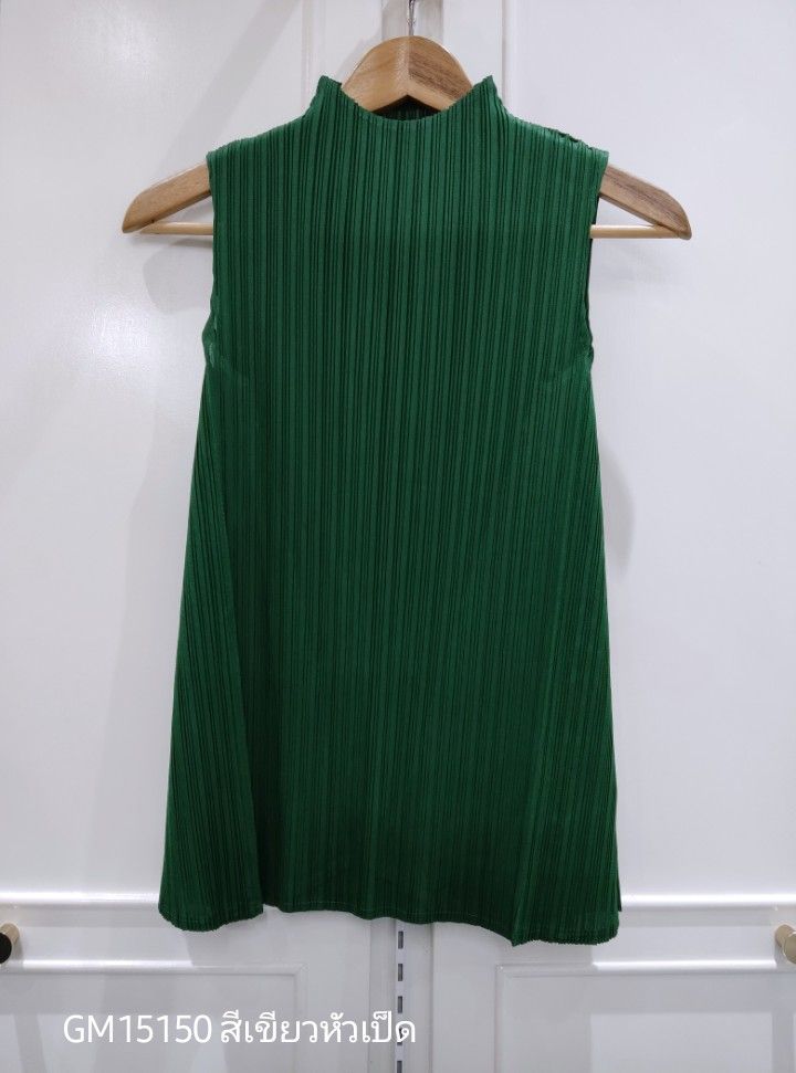 อกถึง48 2MUAY BASIC GM15150 เสื้ออัดพลีท SLEEVELESS HIGH NECK PLEATED TOP 17 สี FREE SIZE