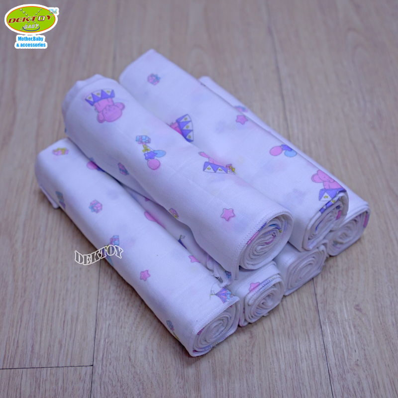 Pureen เพียวรีน ผ้าอ้อมคอตตอนเพียวรีนพิมพ์กระจาย Cotton USA 2 ชั้นไซส์ 29 x 29 นิ้ว แพ็ค 6 ผืน