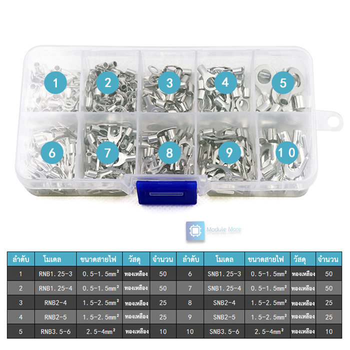 ชุดหัวต่อหางปลาสายไฟ หางปลากลม แบบหุ้ม 10 ชนิด 320 ชิ้น พร้อมกล่องสะดวกใช้งานสำหรับ DIY