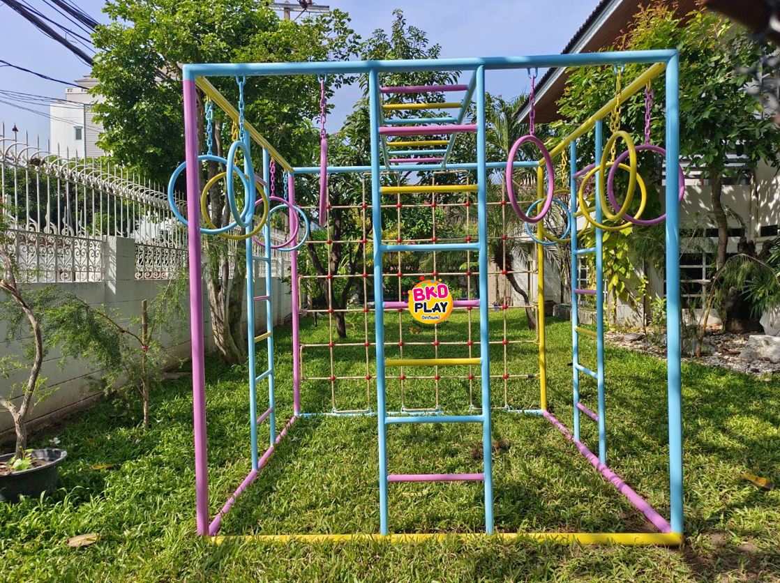 ชุดลูกเต๋า ปีนป่ายรวมA พร้อมบาร์โหน บาร์ไต่ ปีนป่ายเชือก เครื่องเล่นสนามเหล็ก เครื่องเล่นสนามกลางแจ้ง OutdoorPlayground