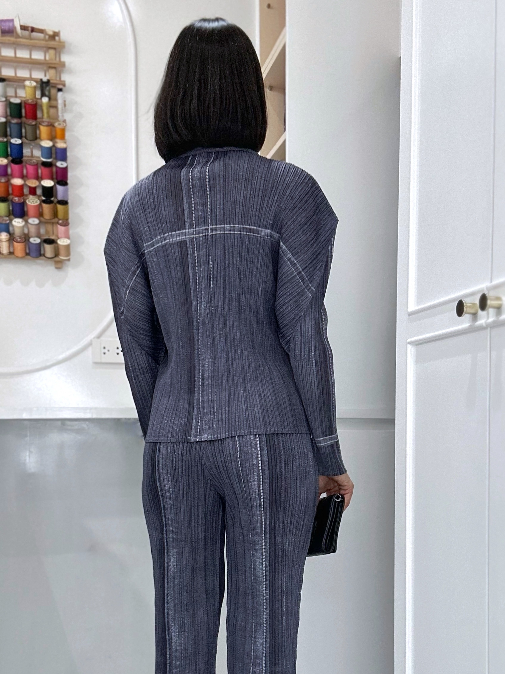 ปรับราคาลง20%!! 2MUAY รุ่น GJO3068-9 เสื้อพลีทคุณภาพ SHIRT DENIM PRINT PLEATED TOP 4 สี FREE SIZE