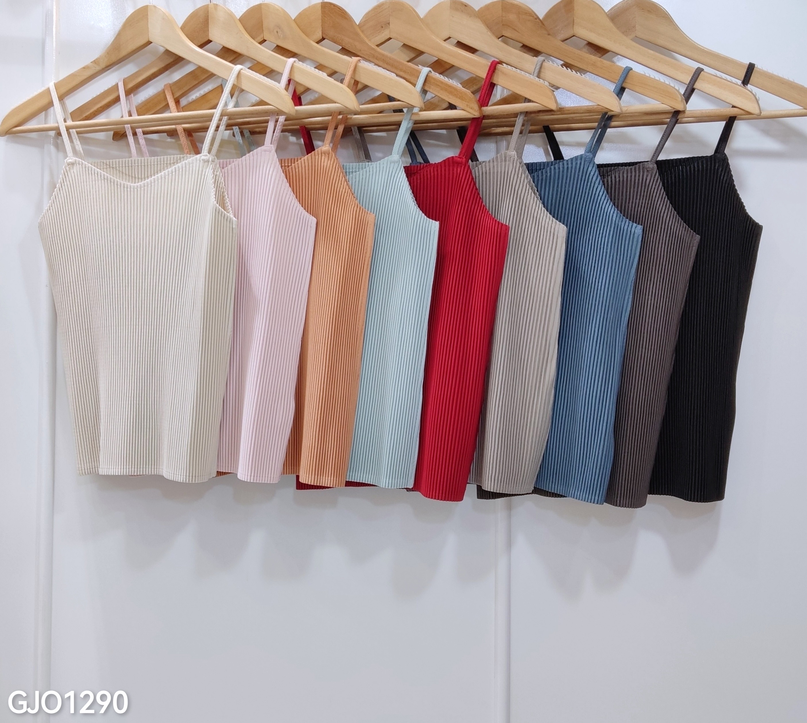 ปรับราคาลง20%!! 2MUAY BASIC รุ่น GJO1290 เสื้อพลีทคุณภาพ THICK CAMISOLE PLEATED TOP 9 สี FREE SIZE