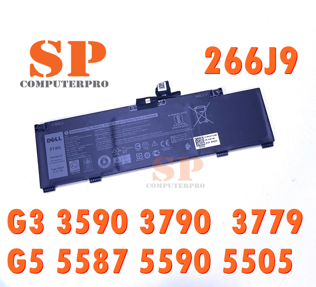 DELL BATTERY แบตเตอรี่ของแท้ DELL G3 3590 3790 3779 G5 5587 5590 5505 Inspiron 5490 Model:266J9