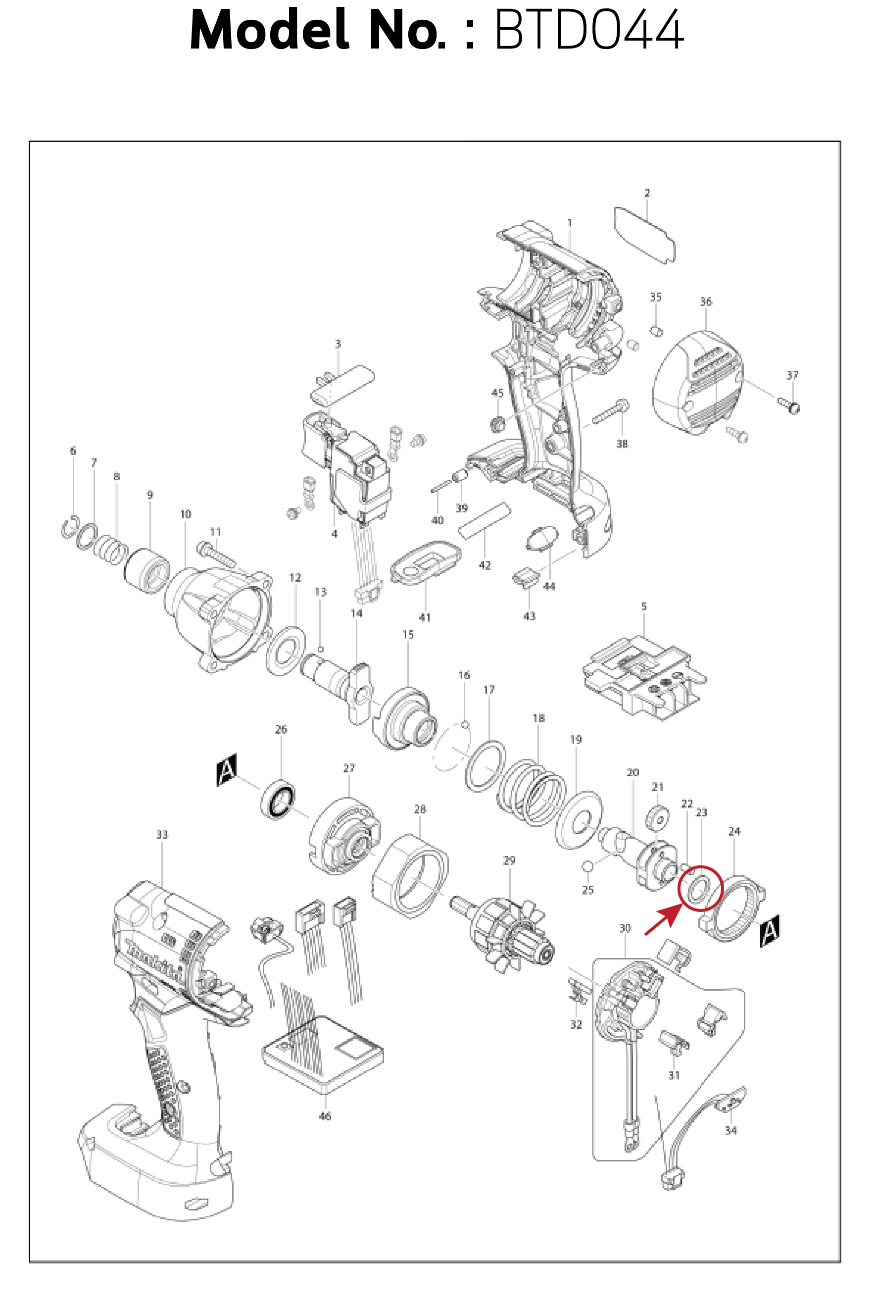 แหวนสลักกระบอกสูบ (แท้) (267104-3) Makita มากีต้า รุ่น HR2470F #37,39, HR2020, HR2230, HR2470, DHR202, DHR241, UT001, JR002G (267104-3) (อะไหล่แท้100%) WASHER 12