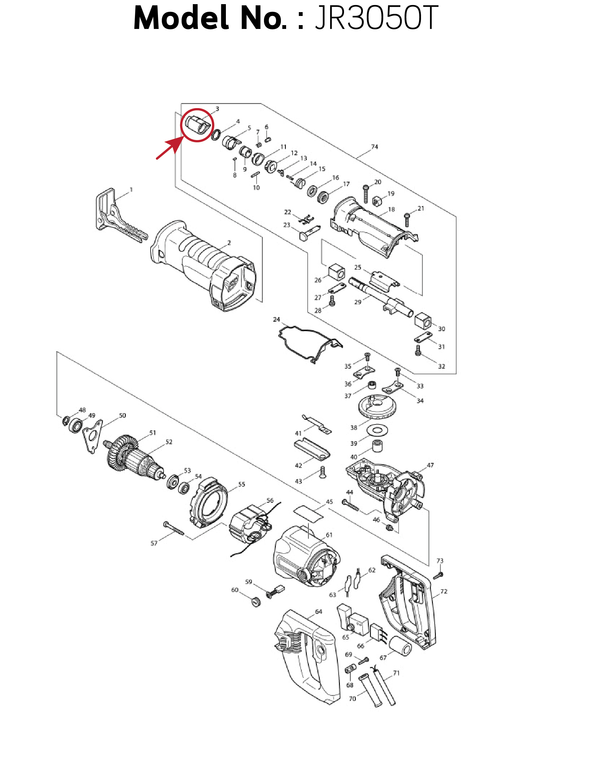 อะไหล่ PROTECTOR (แท้) เลื่อยชักไฟฟ้า Makita มากีต้า รุ่น JR3050T, JR3070CT, M4501, DJR181 (424147-0) (อะไหล่แท้100%)