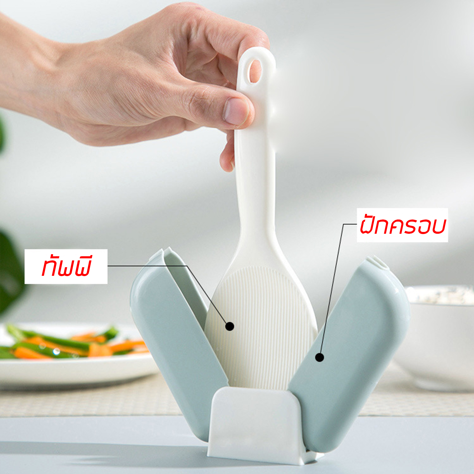 🔥Sale ลดราคา🔥 ทัพพีตักข้าว ฟักครอบ ตั้งได้ ข้าวไม่ติดทัพพี ดีไซน์ สวยงาม วัสดุปลอดภัย เป็นมิตรต่อส่งแวดล้อม มีให้เลือก 3 สี