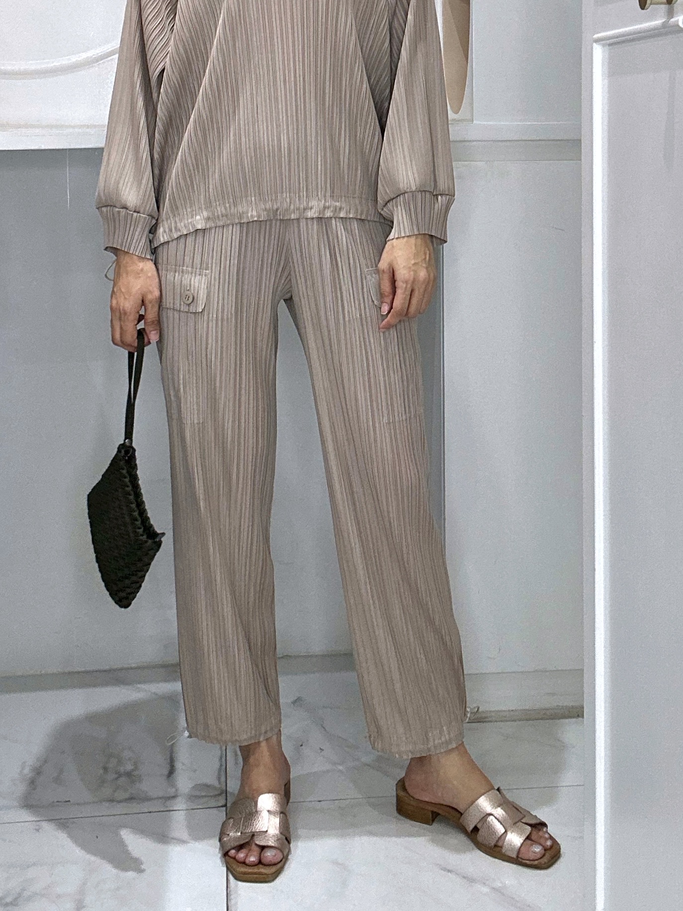 ยาว 36.5นิ้ว! 2MUAY รุ่น GJO5361 กางเกงพลีทคุณภาพ CARGO STRAIGHT LEG PLEATED PANTS 10 สี FREE SIZE