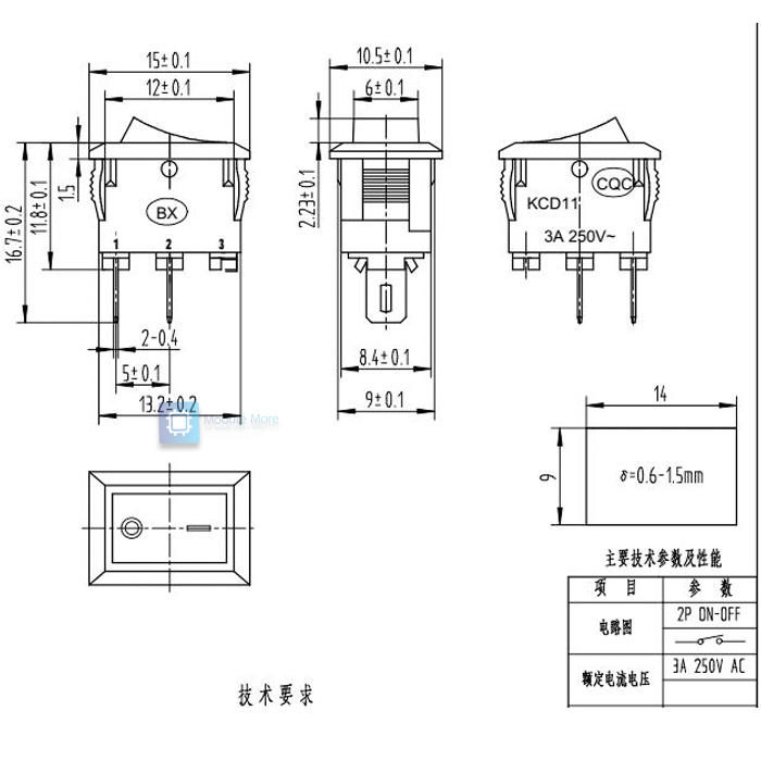 สวิตซ์เปิด-ปิด KCD1-11-2P small ON-OFF switch