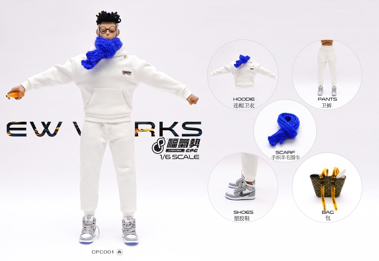 [พร้อมส่ง ]CPOP CREW CPC001A ชุดขาว 1/6 : Fashion Sports Suit