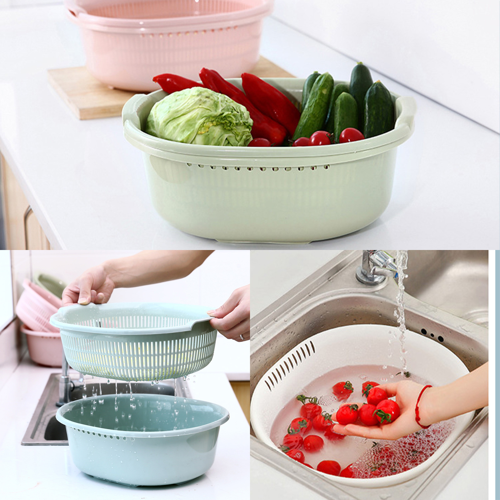 กะละมังสะเด็ดน้ำ ล้างผักผลไม้ สะเด็ดน้ำ มีให้เลือกหลายขนาด หลากสี ดีไซน์สวย พลาสติกน้ำหนักเบา แข็งแรง
