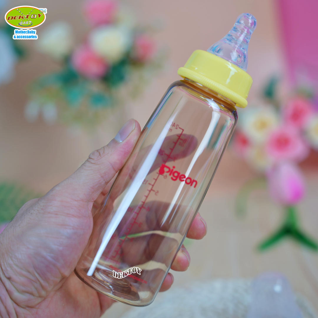 PIGEON พีเจ้น ขวดนมพีเจ้นสีชา PPSU 8 ออนซ์ 240 มล ทรงมาตรฐาน พร้อมจุกนมเสมือนนมมารดา รุ่น มินิ size M