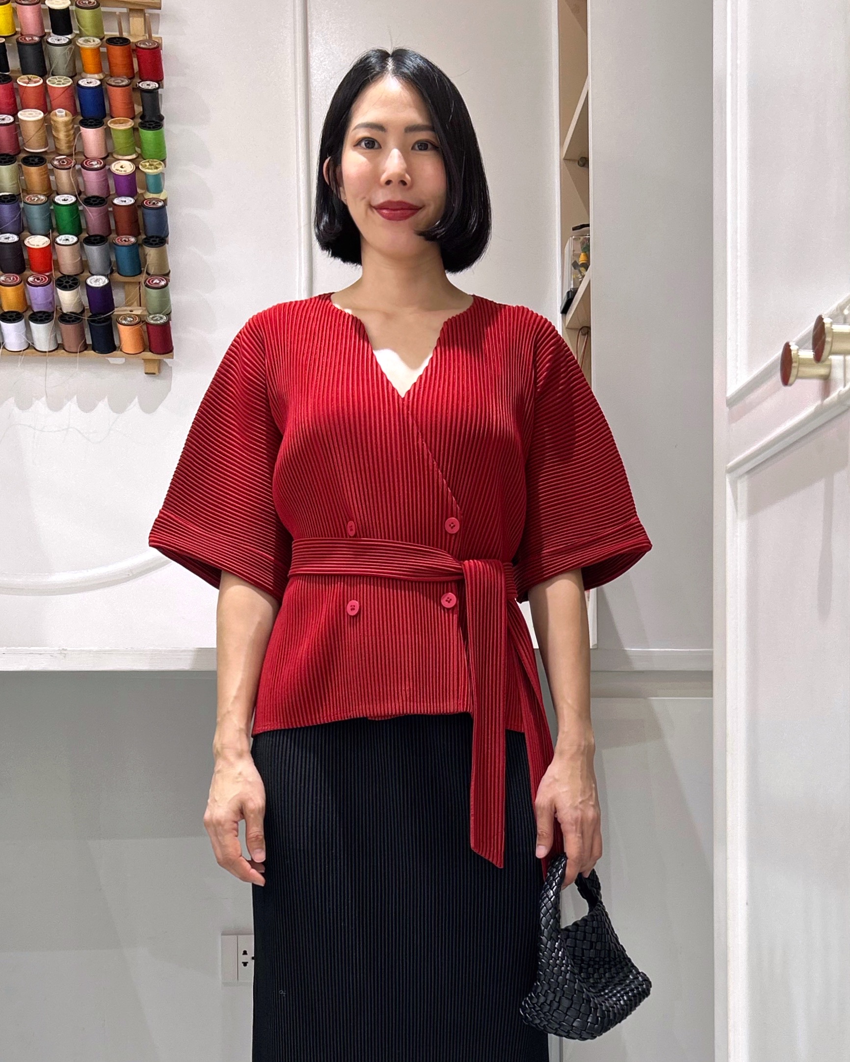 2MUAY รุ่น GJO11474 เสื้อคลุมอัดพลีท THICK WRAP BUTTON PLEATED CARDIGAN 8 สี FREE SIZE