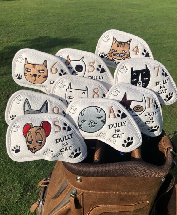ปลอกหุ้มหัวไม้กอล์ฟ ปลอกหุ้มหัวไม้ชุดเหล็ก COVER IRONS SET ลายการ์ตูนแมว DULLY NA CAT G-042 ของแท้ ( 1 เซ็ต มี 4-9 P A S )