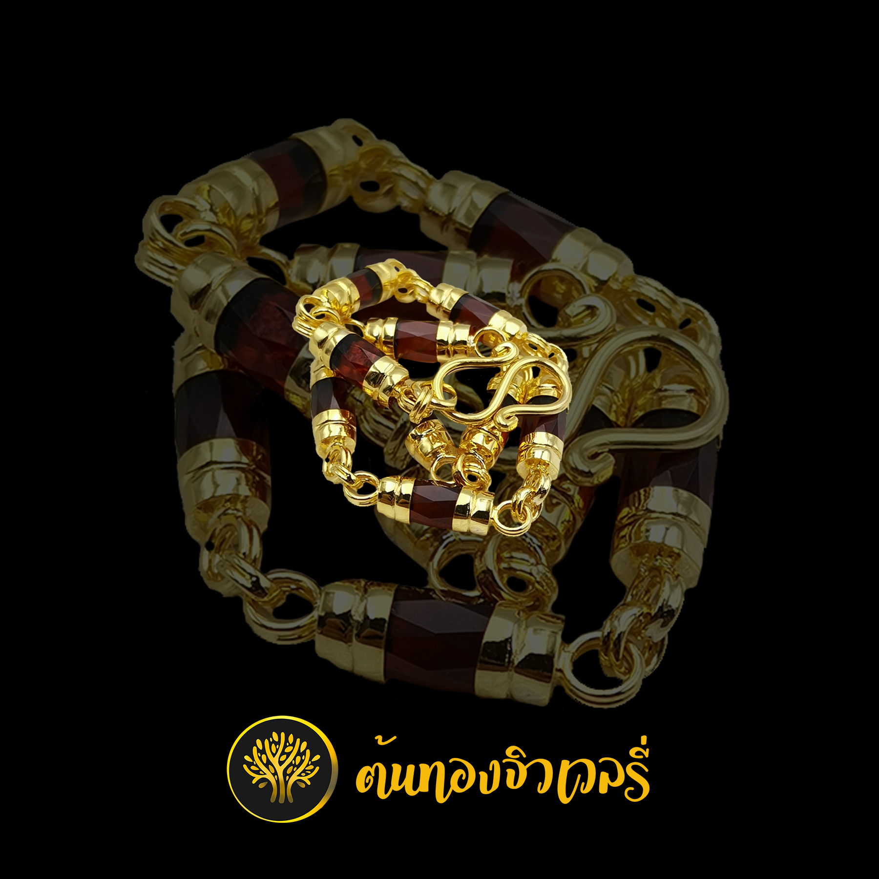 สร้อยข้อมือโกเมน เรียบๆ
