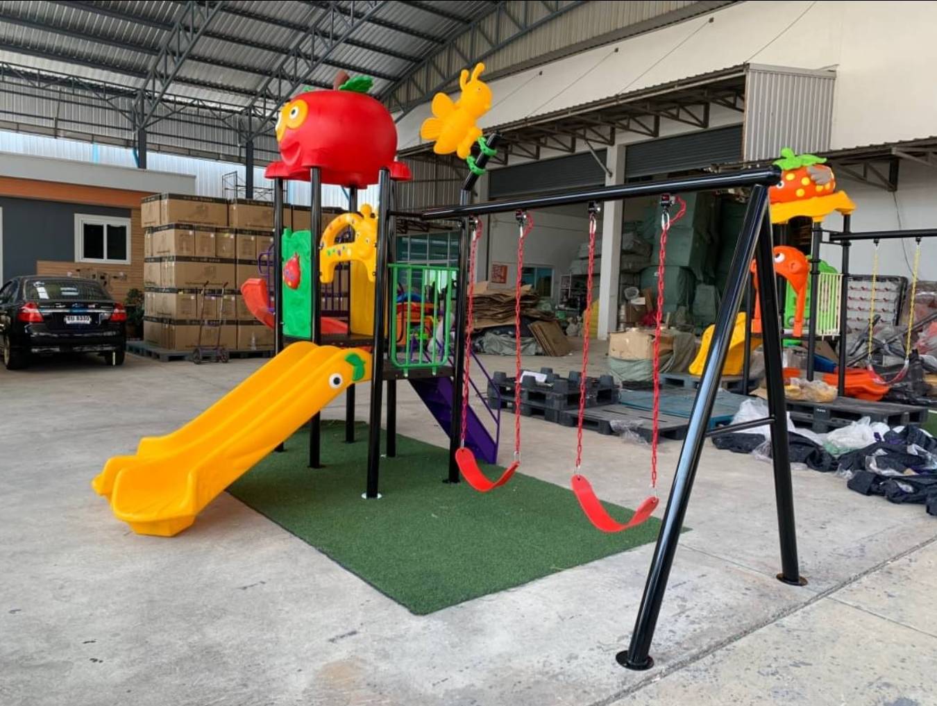 เครื่องเล่นสนามกลางแจ้ง-ในร่ม ชุดส้มพร้อมชิงช้าสไลเดอร์ใหญ่,ครุภัณฑ์สนามเด็กเล่น,งบ.สพฐ,โครงการโรงเรียนประชารัฐ, เครื่องเล่นสนามระดับก่อนประถมศึกษา, งบประมาณ80,000