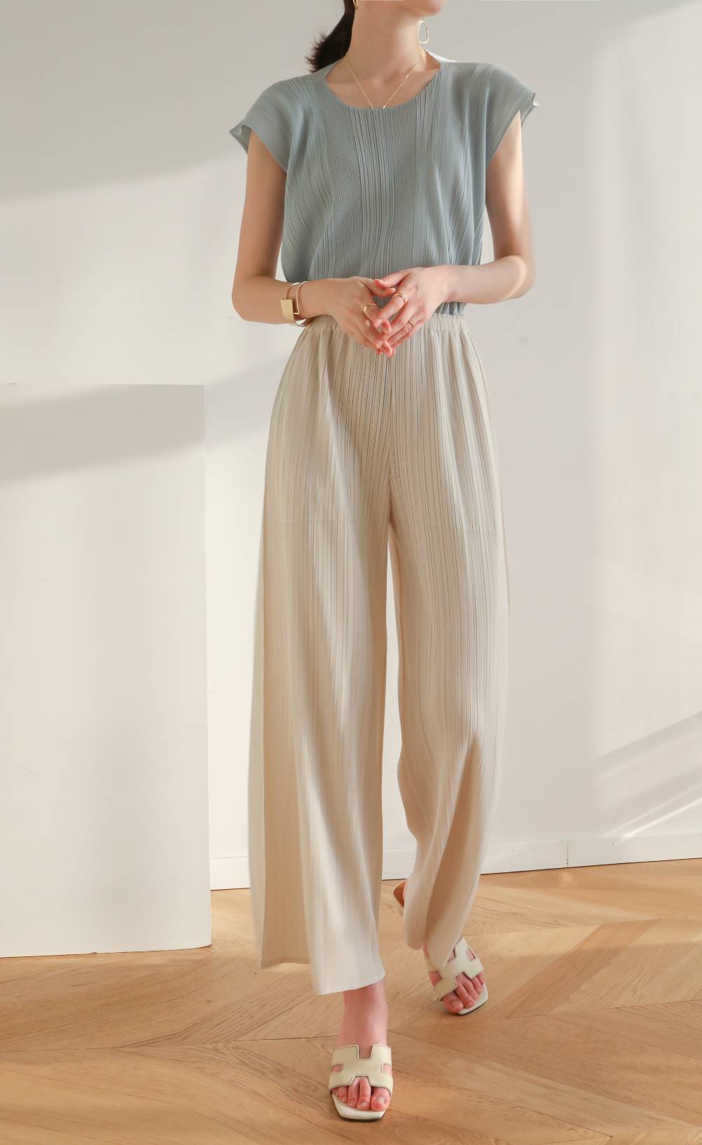 เพิ่มสีใหม่ ยาว37นิ้ว! 2MUAY รุ่น GJO7271 กางเกงอัดพลีทงานคุณภาพ BAT STRAIGHT LAYER PLEATED PANTS 18สี FREE SIZE