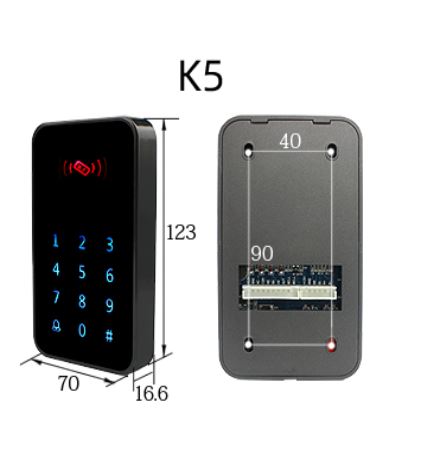 RFID reader ชุดหัวอ่านคีย์การ์ด หรือปุ่มกดรหัสแบบสัมผัส Access control กันน้ำ รองรับการ์ด 3000 ใบ K5 black [IC-3000 users]