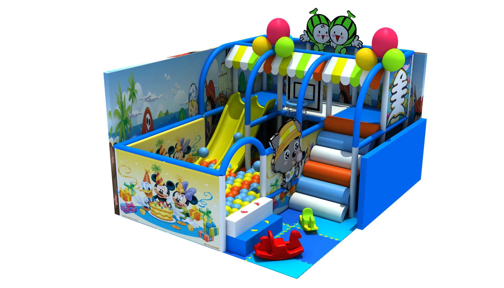 บ้านบอลชุดสวนสนุกสีสดใส,แถม ❤️แผ่นปูพื้น แถมลูกบอล สวนสนุกเด็ก, ห้องบอลชายหาด , ห้องบอล, indoorplayground มุมเด็ก รับทำบ้านบอลในห้าง