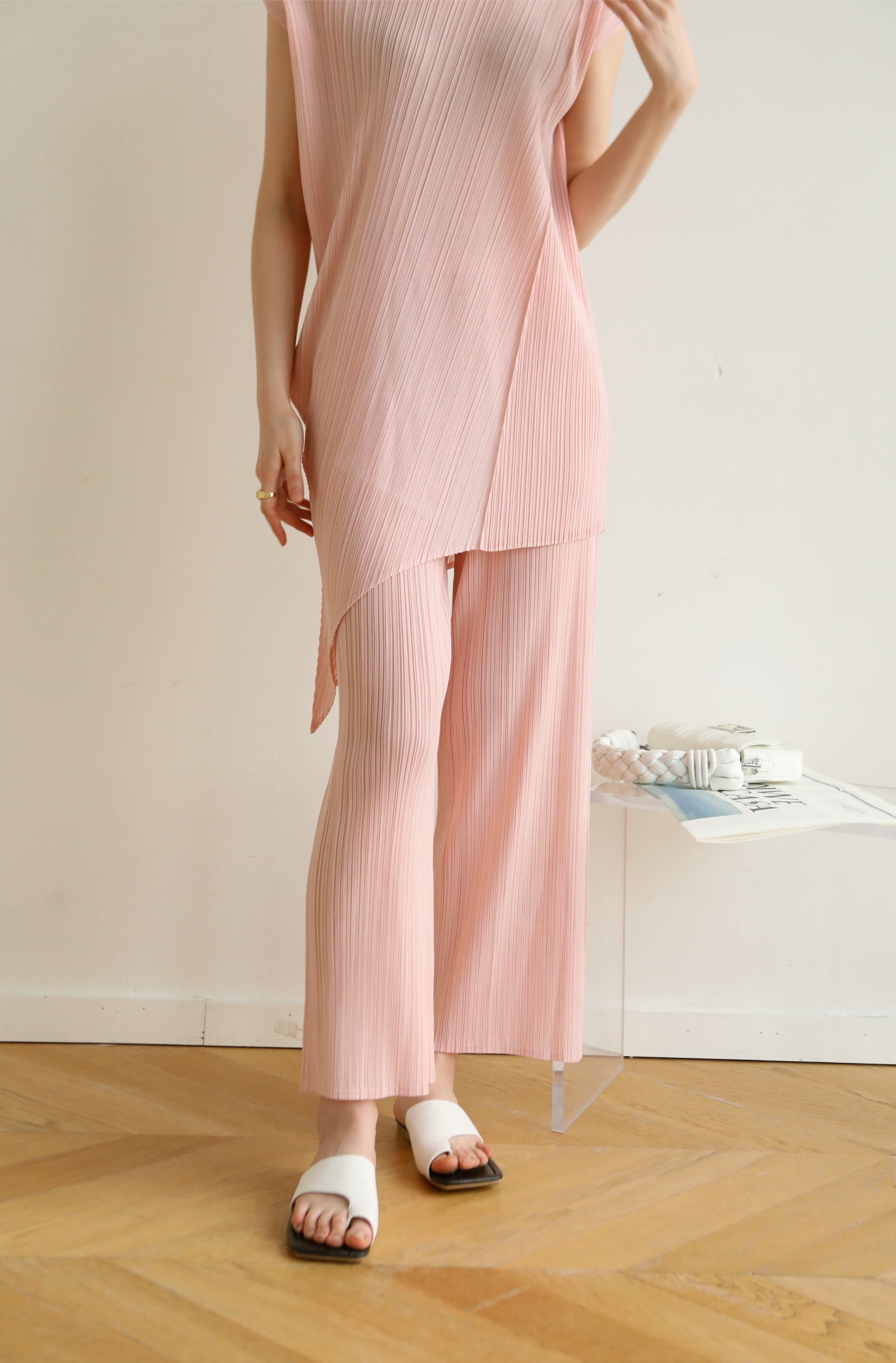 ยาว37นิ้ว! 2MUAY BASIC รุ่น GJO8312 กางเกงผู้หญิง กางเกงอัดพลีทคุณภาพ BASIC STRAIGHT PLEATED PANTS 12สี FREE SIZE