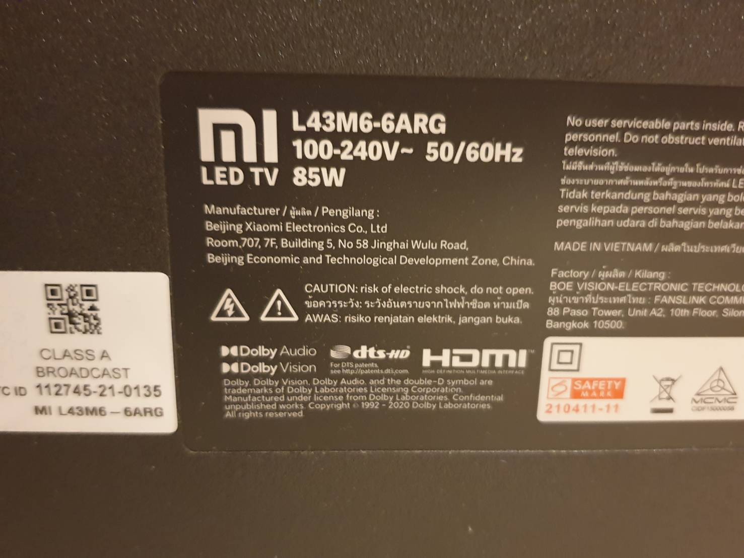 ทีวี XIAOMI Mi รุ่น P1 4K UHD Smart Android 43 นิ้ว (L43M6-6ARG)