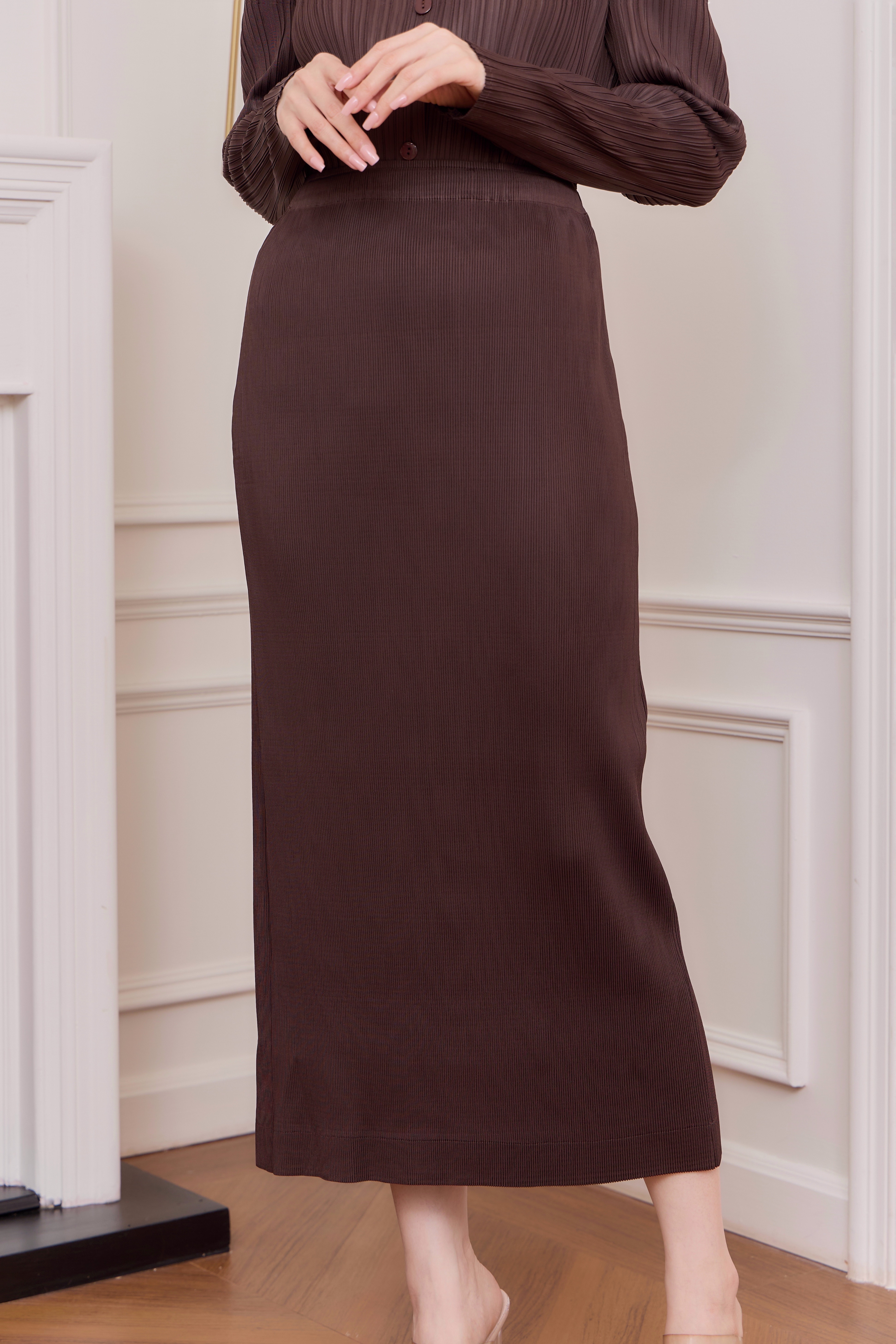 ยาว 34 นิ้ว 2MUAY รุ่น GJO1821-9 กระโปรงพลีทคุณภาพ DOUBLE LAYER PLEATED SKIRT 14 สี FREE SIZE