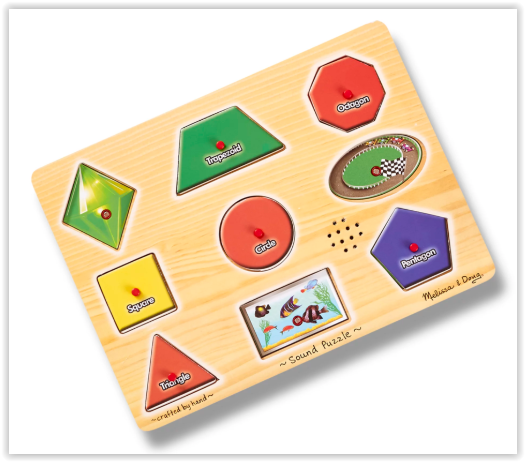 ของเล่นอเมริกา,พัซเซิลมีเสียง, รุ่นรูปร่าง, ส่งเสริมการเรียนรู้ทางสายตาและหูให้สอดคล้องกัน, (แทน 0728), Sound Puzzles Shapes,ของเล่นเสริมพัฒนาการ