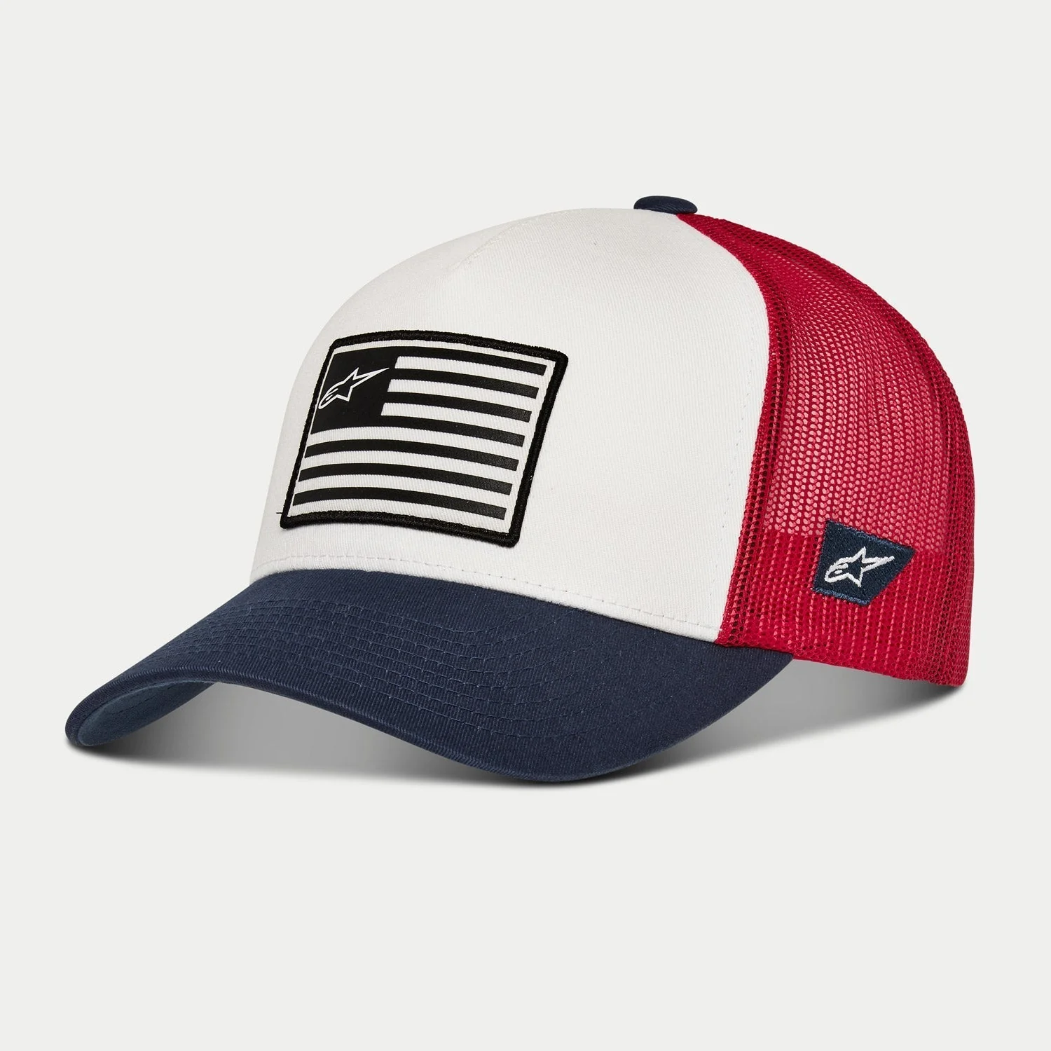 หมวกแก๊ป Alpinestars Flag Snapback Hat - White/Navy/Red