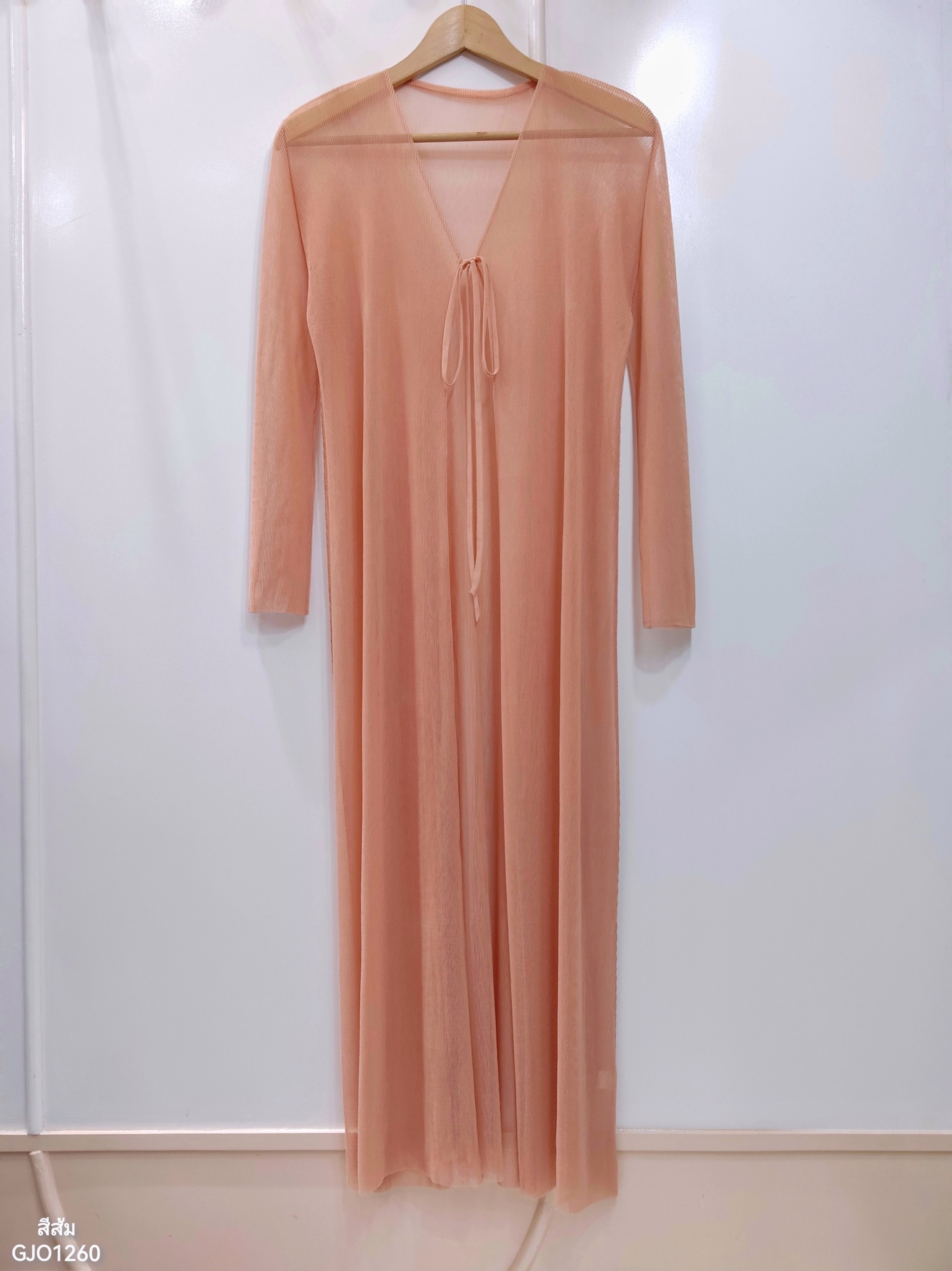 ปรับราคาลง20%!! 2MUAY รุ่น GJO1260 เสื้อคลุมพลีทคุณภาพ TRANSPARENT PLEATED LONG CARDIGAN 5 สี FREE SIZE
