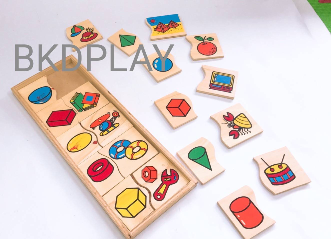เกมจับคู่ภาพกับรูปทรง , ของเล่นไม้, ของเล่นเสริมพัฒนาการ, ของเล่นเด็กอนุบาล, สื่อการสอนเด็กอนุบาล