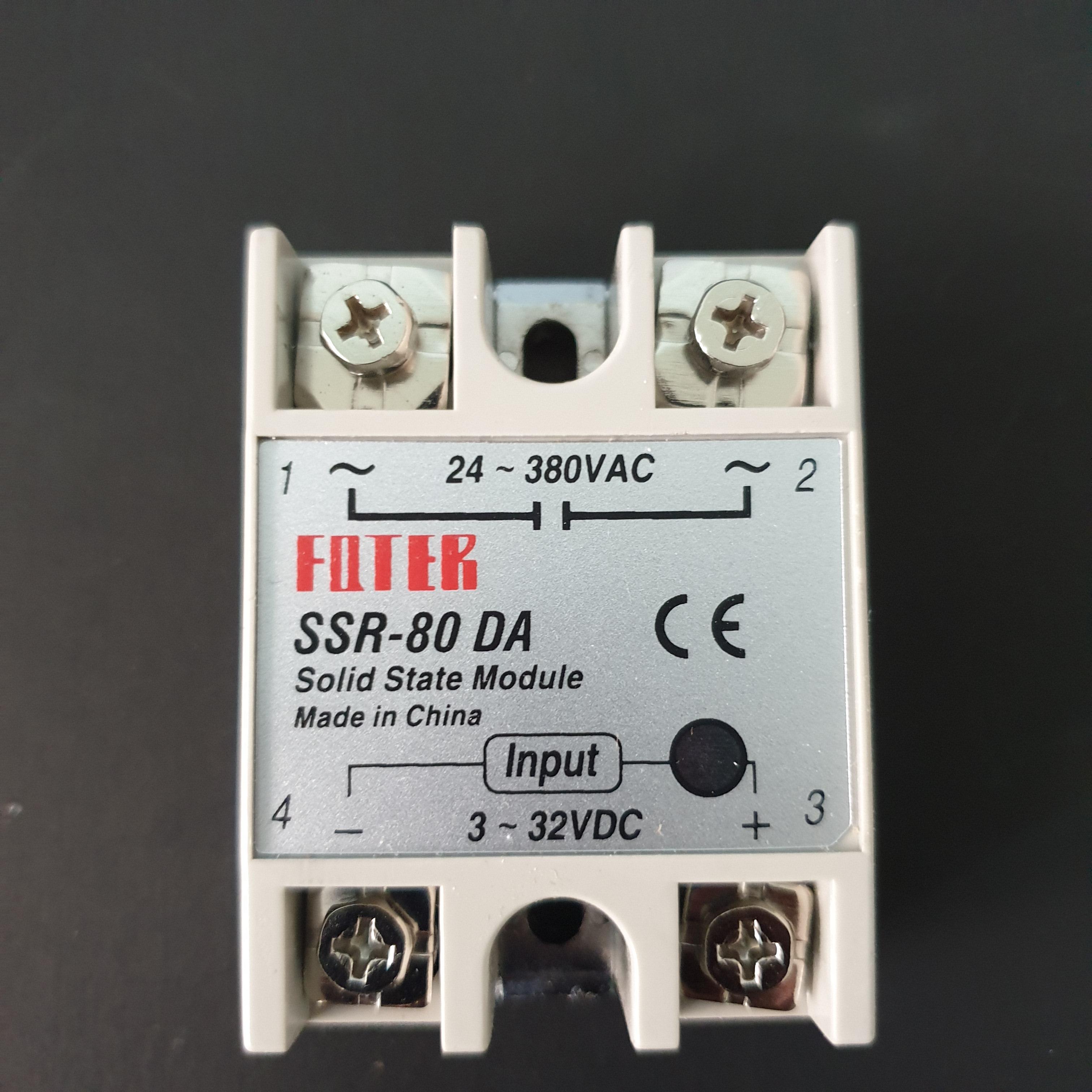 โมดูลตัดต่อวงจร โซลิดสเตตรีเลย์ 80A Solid state Relay SSR-80DA